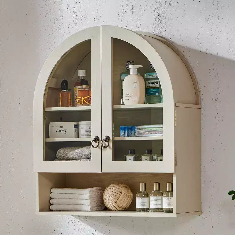 Armoire de salle de bain murale cintrée avec tiroir, 28 pouces, armoire à pharmacie moderne avec étagères réglables, rangement au-dessus des toilettes