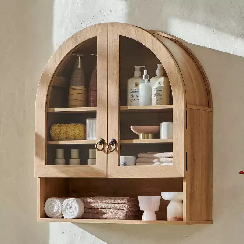 Armoire de salle de bain murale cintrée avec tiroir, 28 pouces, armoire à pharmacie moderne avec étagères réglables, rangement au-dessus des toilettes