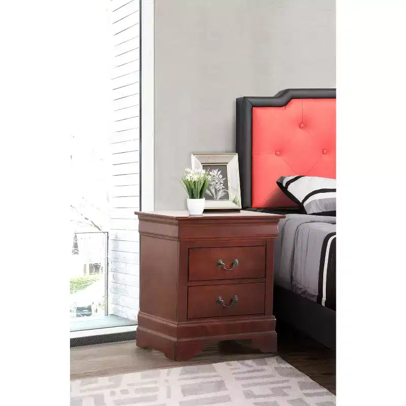 HomeStock Rectangle Wood Nighstand For Living Room and Bedroom