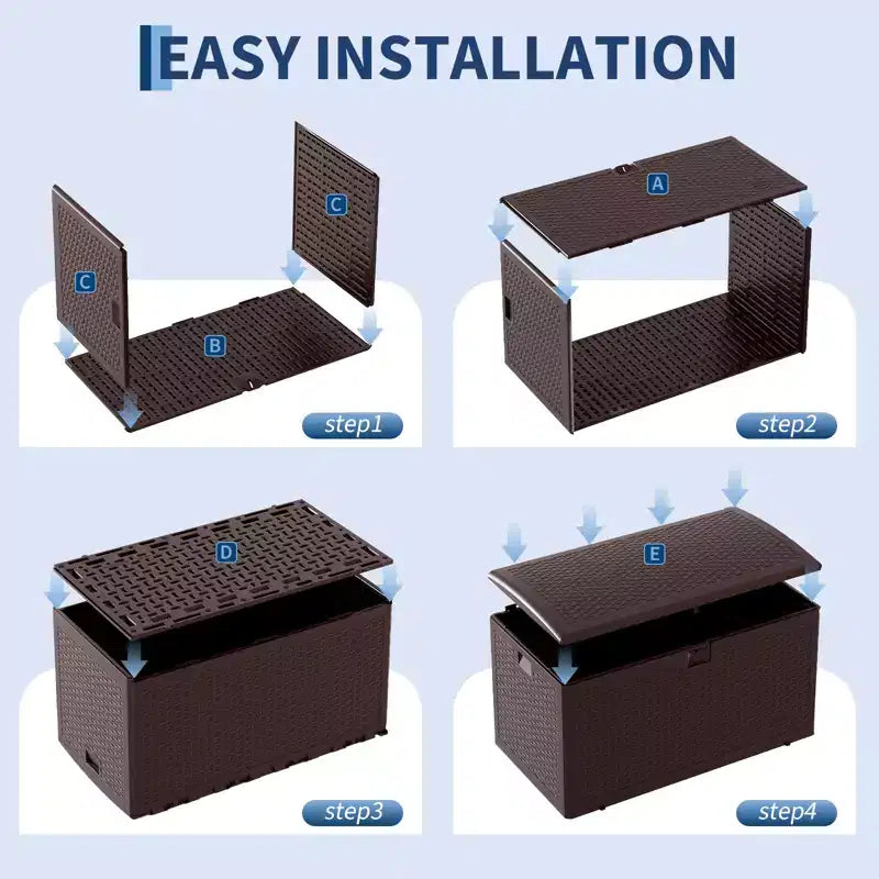 Grand coffre de rangement de terrasse étanche en résine de 276 litres, pour intérieur et extérieur, avec couvercle verrouillable, pour coussins de mobilier de jardin, oreillers décoratifs, outils de jardin