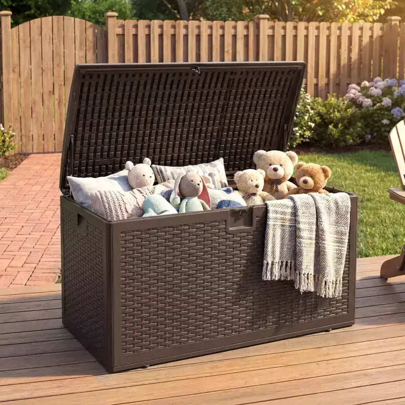 Grand coffre de rangement de terrasse étanche en résine de 276 litres, pour intérieur et extérieur, avec couvercle verrouillable, pour coussins de mobilier de jardin, oreillers décoratifs, outils de jardin