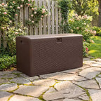 Grand coffre de rangement de terrasse étanche en résine de 276 litres, pour intérieur et extérieur, avec couvercle verrouillable, pour coussins de mobilier de jardin, oreillers décoratifs, outils de jardin