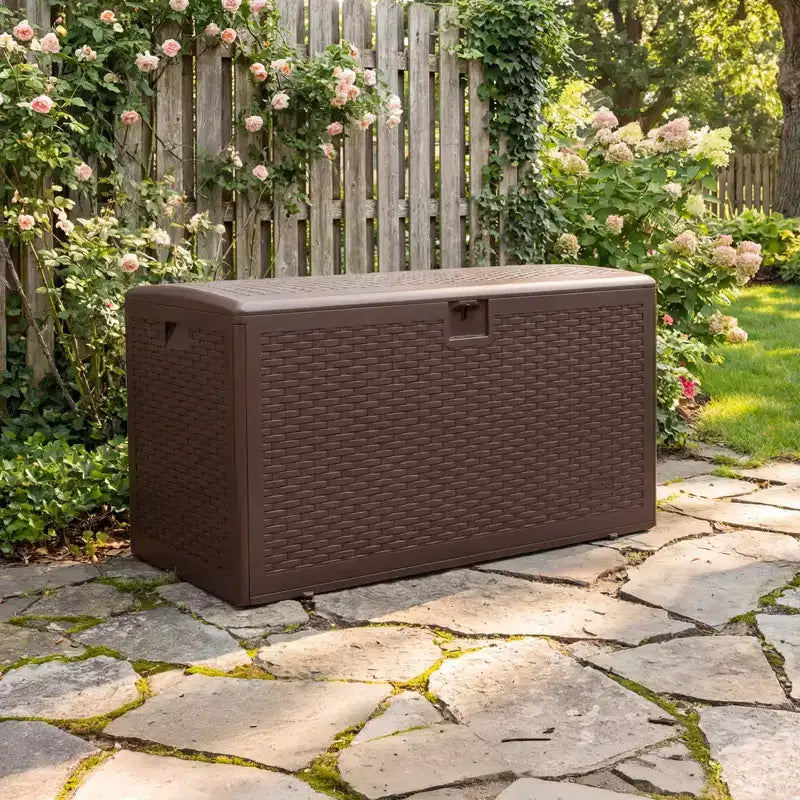 Grand coffre de rangement de terrasse étanche en résine de 276 litres, pour intérieur et extérieur, avec couvercle verrouillable, pour coussins de mobilier de jardin, oreillers décoratifs, outils de jardin
