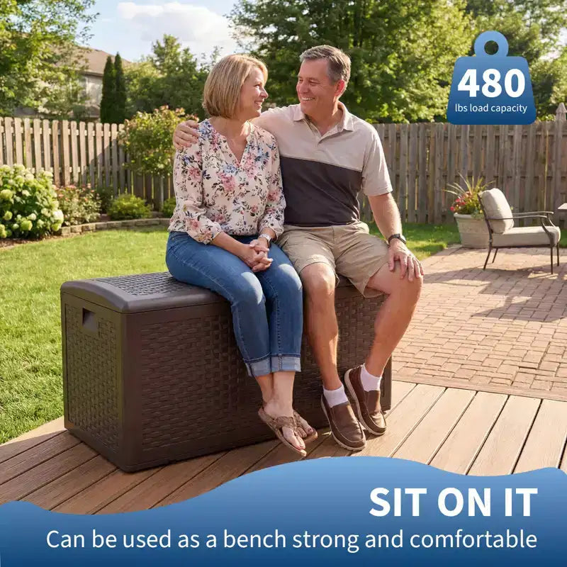 Grand coffre de rangement de terrasse étanche en résine de 276 litres, pour intérieur et extérieur, avec couvercle verrouillable, pour coussins de mobilier de jardin, oreillers décoratifs, outils de jardin
