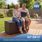 Grand coffre de rangement de terrasse étanche en résine de 276 litres, pour intérieur et extérieur, avec couvercle verrouillable, pour coussins de mobilier de jardin, oreillers décoratifs, outils de jardin