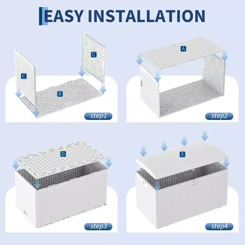 Grand coffre de rangement de terrasse étanche en résine de 276 litres, pour intérieur et extérieur, avec couvercle verrouillable, pour coussins de mobilier de jardin, oreillers décoratifs, outils de jardin