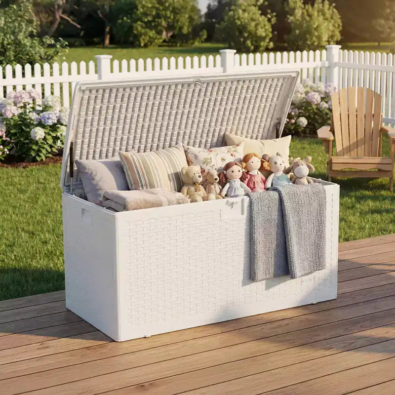 Grand coffre de rangement de terrasse étanche en résine de 276 litres, pour intérieur et extérieur, avec couvercle verrouillable, pour coussins de mobilier de jardin, oreillers décoratifs, outils de jardin