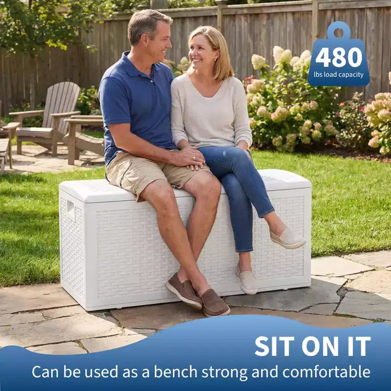 Grand coffre de rangement de terrasse étanche en résine de 276 litres, pour intérieur et extérieur, avec couvercle verrouillable, pour coussins de mobilier de jardin, oreillers décoratifs, outils de jardin
