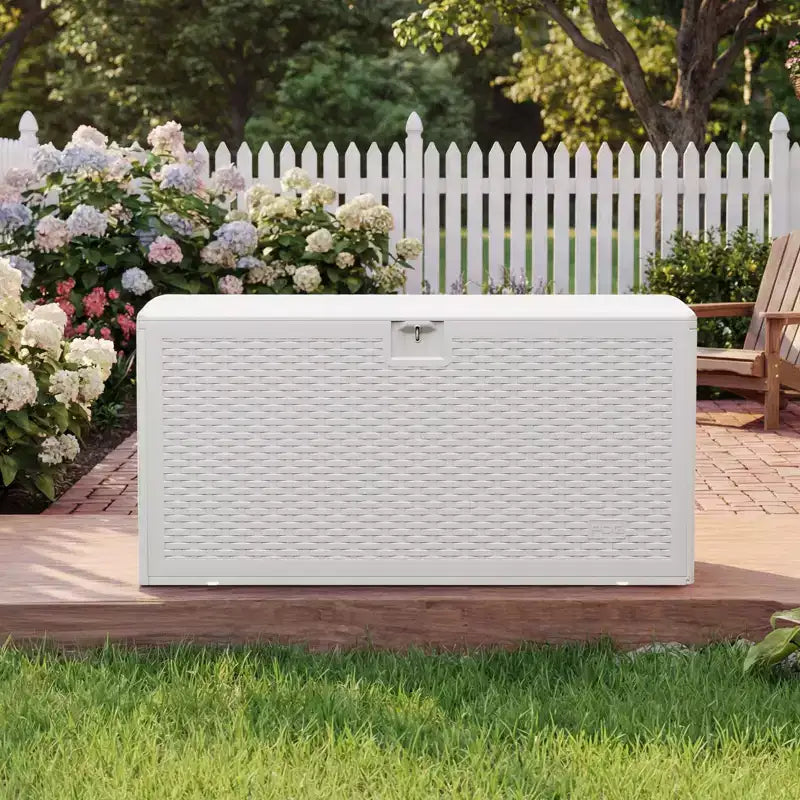 Grand coffre de rangement de terrasse étanche en résine de 276 litres, pour intérieur et extérieur, avec couvercle verrouillable, pour coussins de mobilier de jardin, oreillers décoratifs, outils de jardin