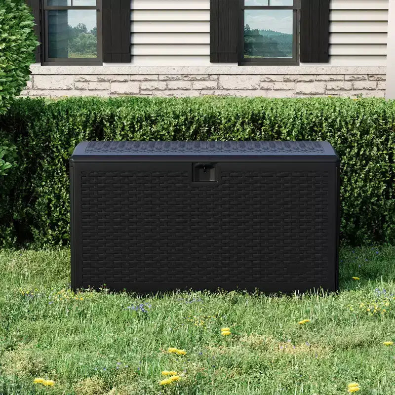 Grand coffre de rangement de terrasse étanche en résine de 276 litres, pour intérieur et extérieur, avec couvercle verrouillable, pour coussins de mobilier de jardin, oreillers décoratifs, outils de jardin