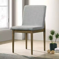HOMES: Inside + Out Set of 2 Avery Fabric Upholstered Dining Chairs Natural: Mid-Century Modern, Wood Frame, Foam Fill