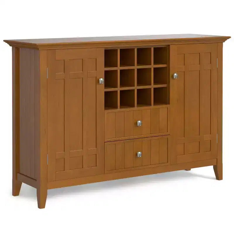 Freemont Sideboard Buffet with Storage, Adjustable Shelves & Bronze Knobs - WyndenHall: Holds 12 Bottles, Solid Wood