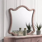 Miroir de commode en velours rose