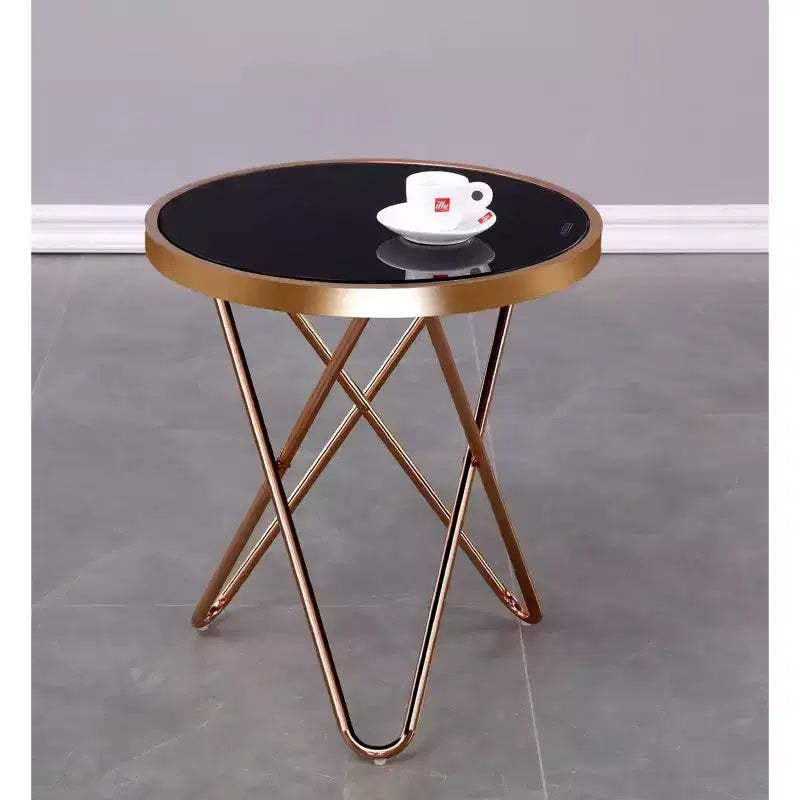 Table d'appoint or rose – Table d'appoint métallique élégante pour le salon et la chambre