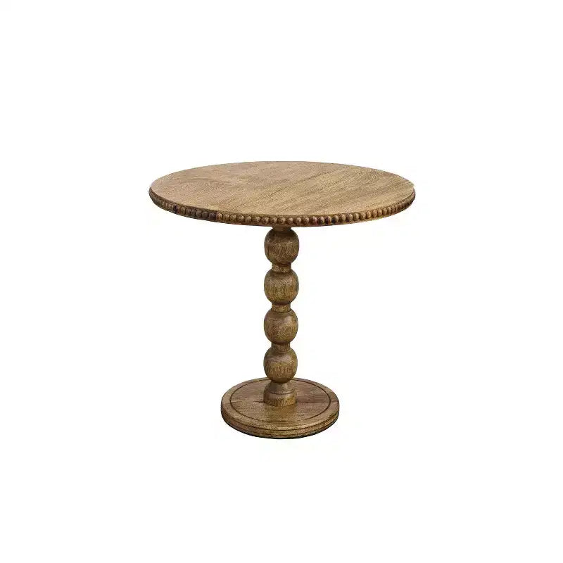 The Urban Port 21" Side End Table Round Top Stacked Ball Post Natural Brown Mango Wood Brown
