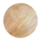 Table d'appoint de 21 po Plateau rond avec poteau à billes empilées en bois de manguier brun naturel