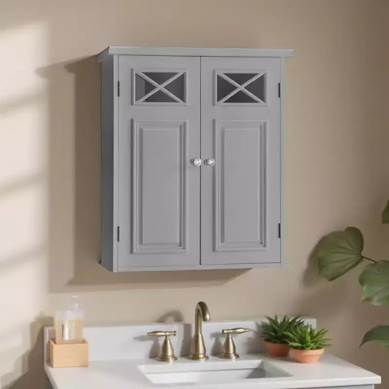 Teamson Home Dawson Removable Wall Storage Cabinet with Glass Doors