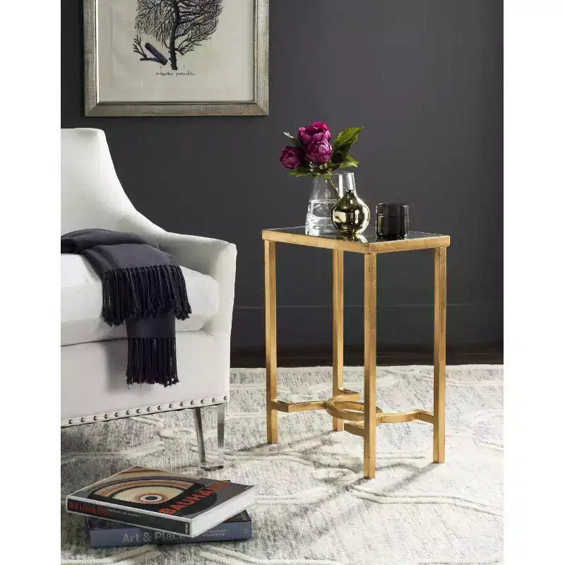Table d'appoint or et miroir – Table d'appoint d'appoint glamour pour la chambre et le salon