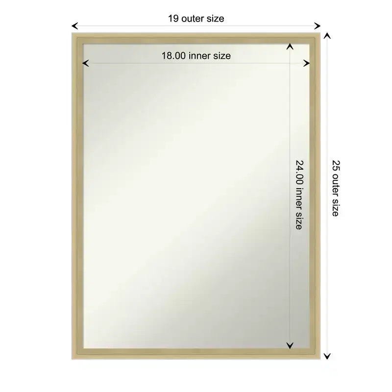Miroir mural en bois sans biseau couleur champagne 25,25 x 19,25 po.