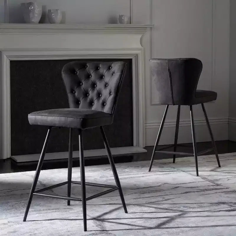 Tabouret de comptoir pivotant en cuir capitonné style milieu du siècle, hauteur 26 po (ensemble de 2)