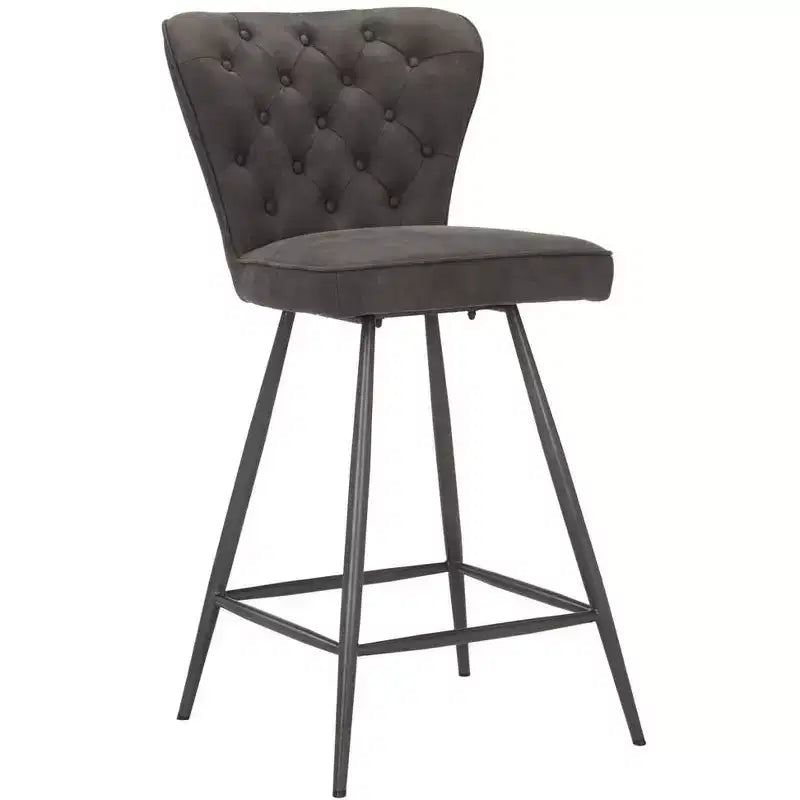 Tabouret de comptoir pivotant en cuir capitonné style milieu du siècle, hauteur 26 po (ensemble de 2)