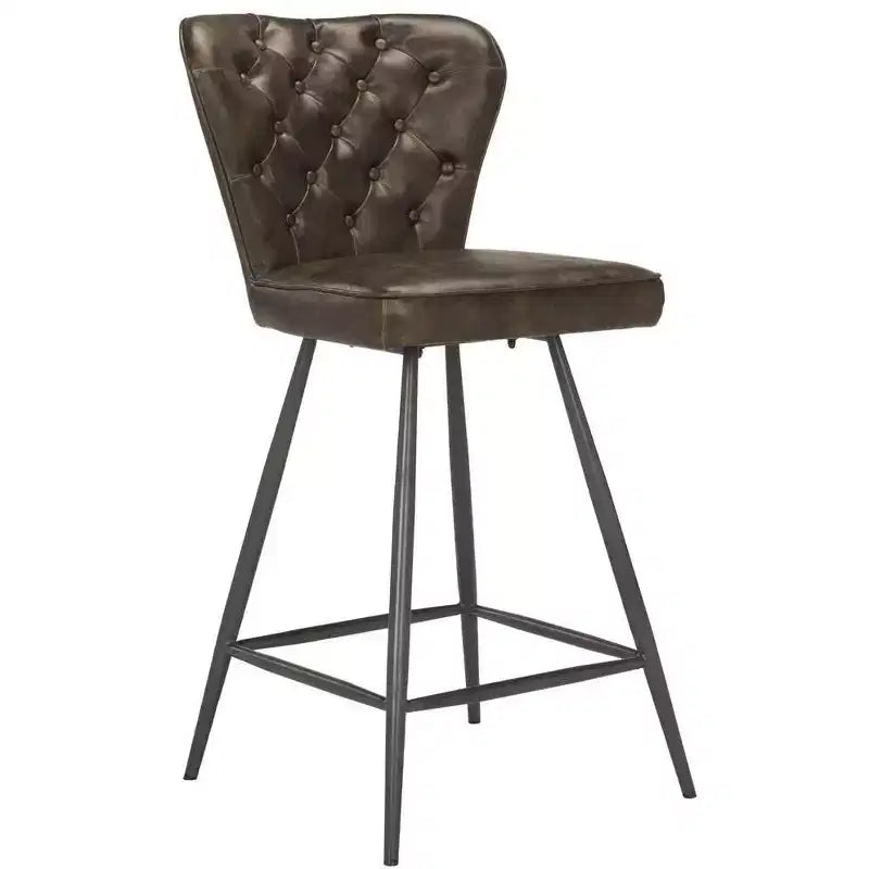 Tabouret de comptoir pivotant en cuir capitonné style milieu du siècle, hauteur 26 po (ensemble de 2)