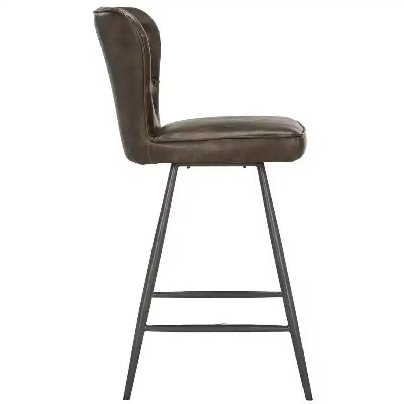 Tabouret de comptoir pivotant en cuir capitonné style milieu du siècle, hauteur 26 po (ensemble de 2)