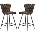 Ashby 26H Mid-Century Modern Leather Tufted Swivel Counter Stool (Set Of 2) - FOX1702 - Safavieh Couture