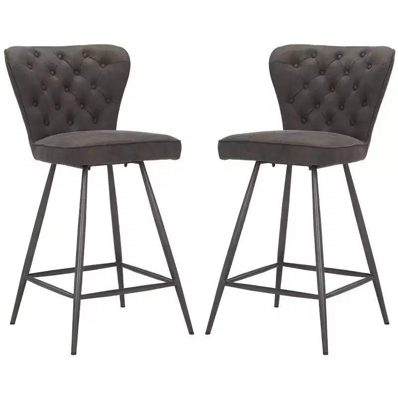 Tabouret de comptoir pivotant en cuir capitonné style milieu du siècle, hauteur 26 po (ensemble de 2)