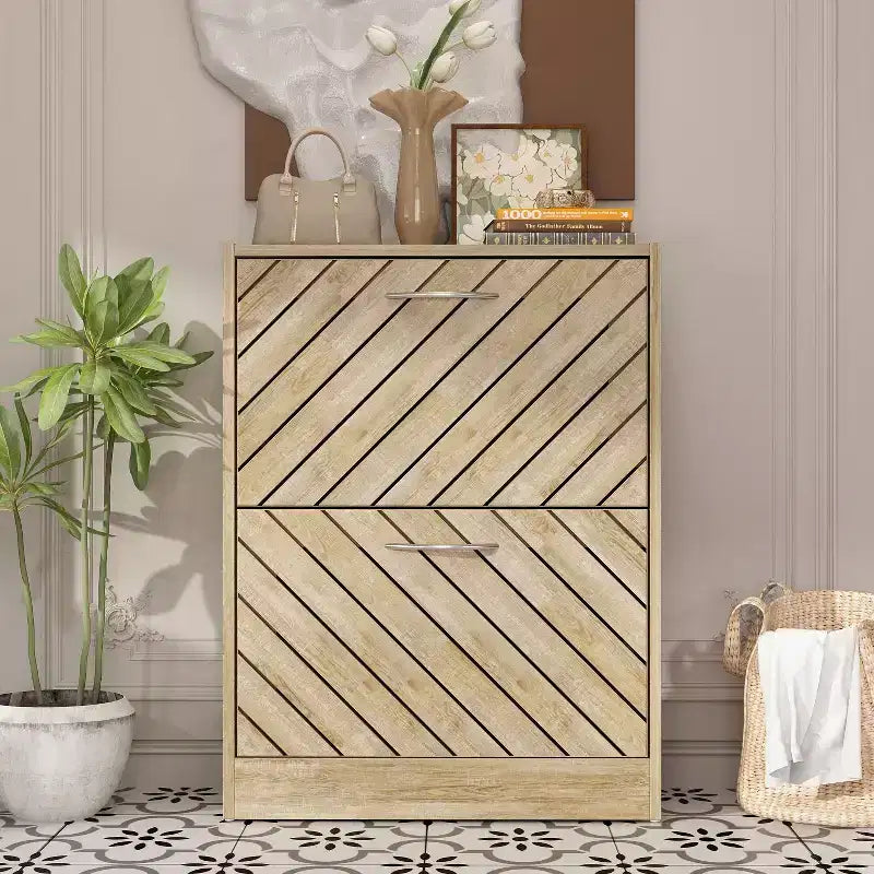 Famapy Entryway Shoe Cabinet With Flipped 2 Drawers