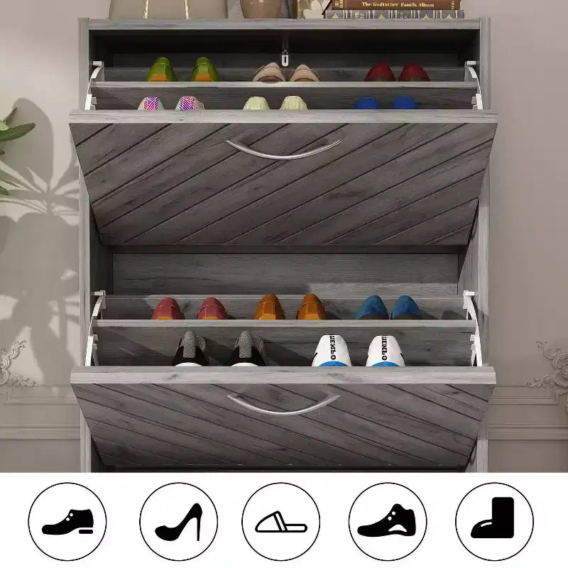 Meuble à Chaussures d'Entrée avec 2 Tiroirs Basculants