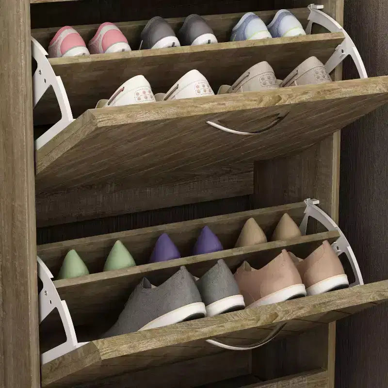 Meuble à Chaussures d'Entrée avec 2 Tiroirs Basculants