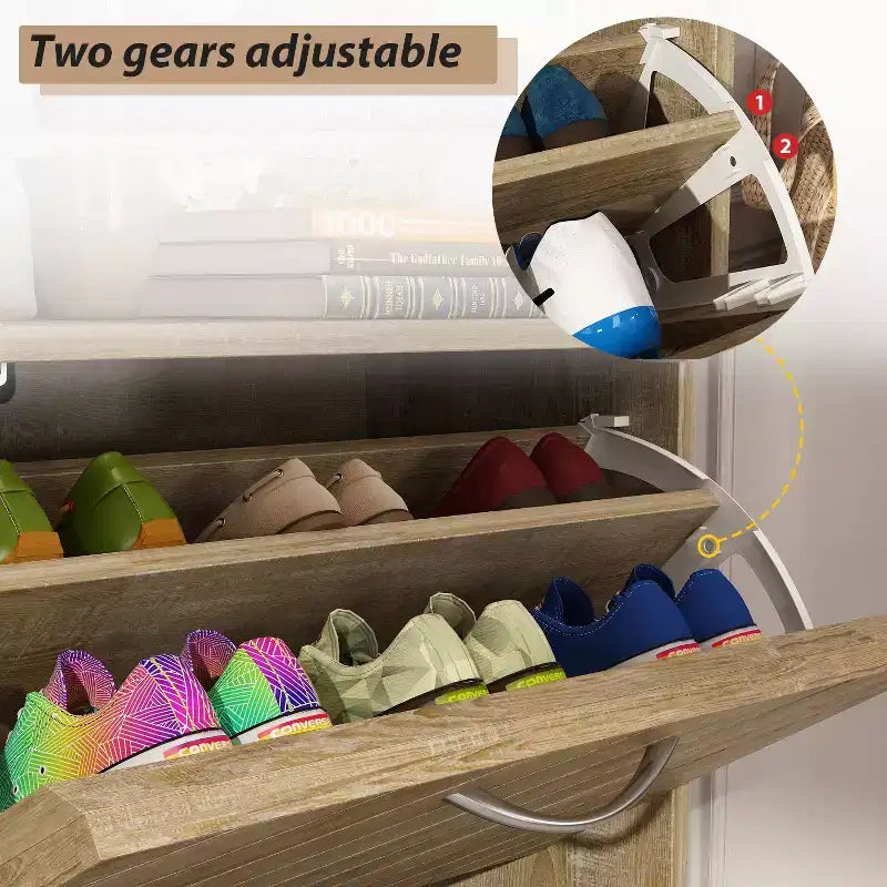 Meuble à Chaussures d'Entrée avec 2 Tiroirs Basculants