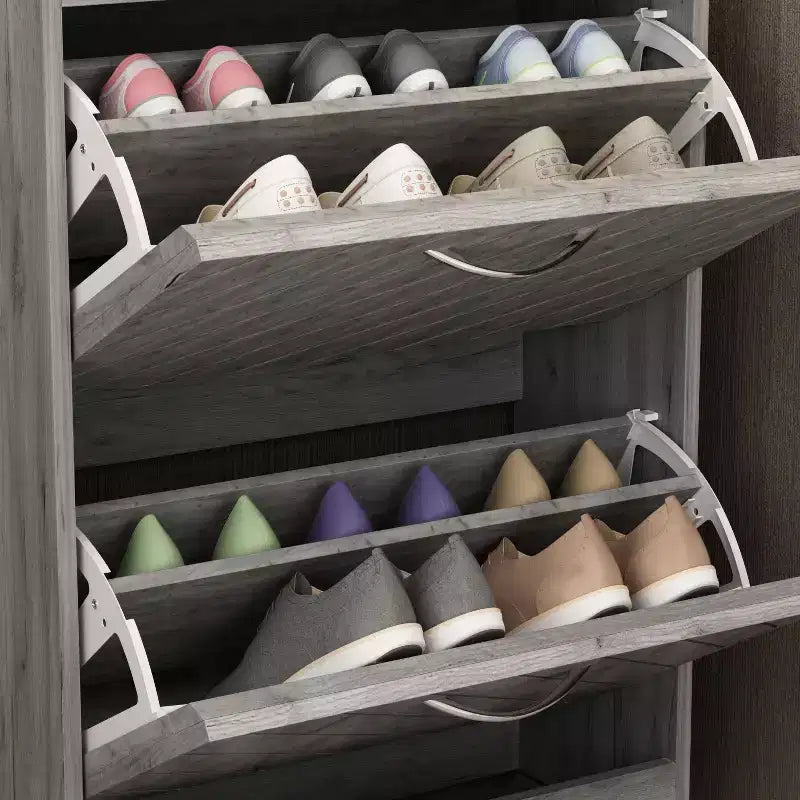 Meuble à Chaussures d'Entrée avec 2 Tiroirs Basculants