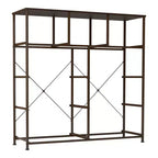 Commode en tissu extra large à 9 tiroirs pour chambre à coucher, tour de rangement pour vêtements avec cadre en acier robuste, plateau en bois et poignées en bois, bacs faciles à tirer