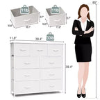 Commode en tissu extra large à 9 tiroirs pour chambre à coucher, tour de rangement pour vêtements avec cadre en acier robuste, plateau en bois et poignées en bois, bacs faciles à tirer