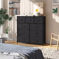 Crestlive Products 9-Drawer Extra Wide Fabric Dresser for Bedroom Clothes Storage Tower with Sturdy Steel Frame Wood Top Easy Pull Bins Wood Handles